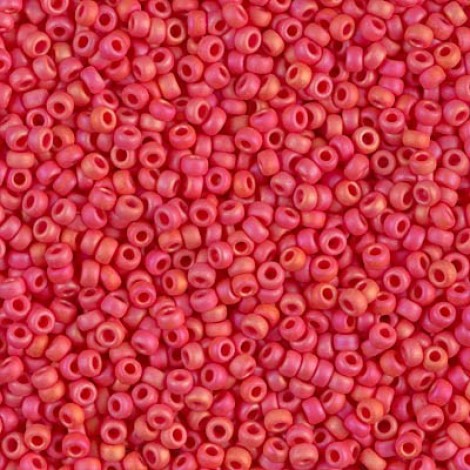 11/0 Miyuki Seed Beads - Matte Opaque Vermillion Red AB