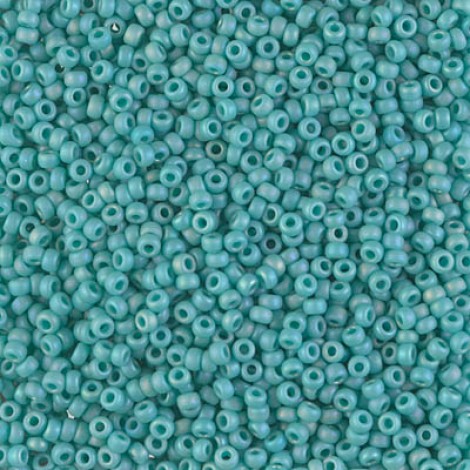 11/0 Miyuki Seed Beads - Matte Opaque Turquoise Green AB