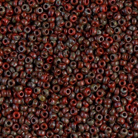 11/0 Miyuki Duracoat Seed Beads - Red Picasso - 23gm