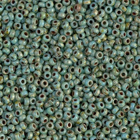 11/0 Miyuki Duracoat Seed Beads - Turquoise Picasso 