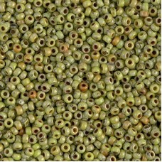 11/0 Miyuki Durcoat Seed Beads - Chartreuse Picasso
