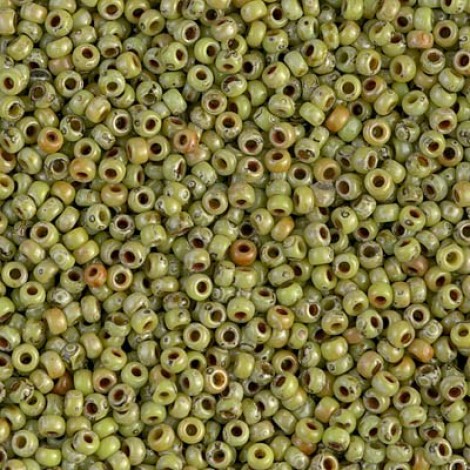 11/0 Miyuki Durcoat Seed Beads - Chartreuse Picasso