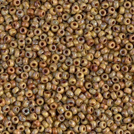 11/0 Miyuki Duracoat Seed Beads - Opaque Brown Tan Picasso Matte - 23gm