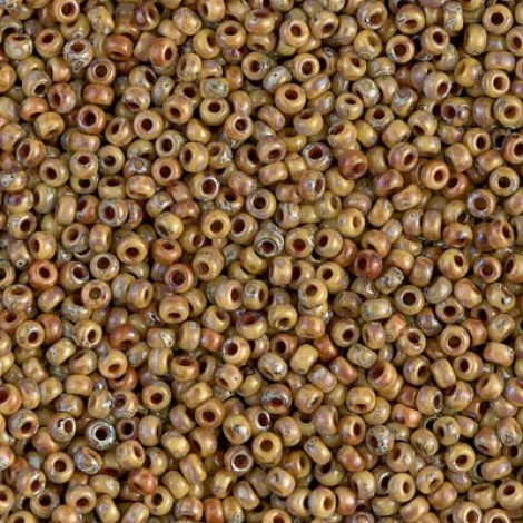 11/0 Miyuki Duracoat Seed Beads - Opaque Brown Tan Picasso Matte - 23gm 
