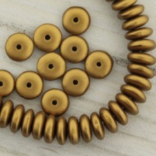 6mm Czech Rondelles - Matte Metallic Antique Gold - Pack of 20