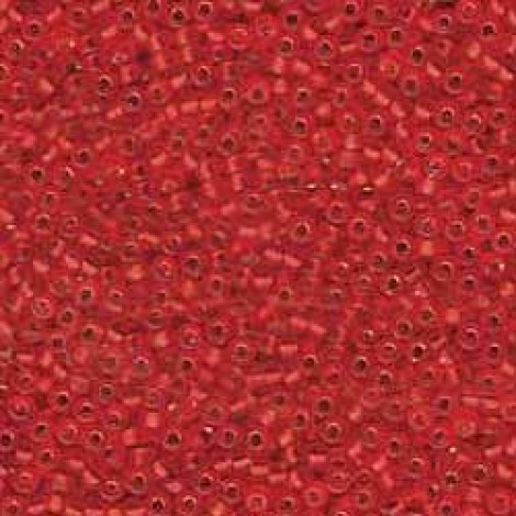 11/0 Miyuki Seed Beads - Matte Silver Lined Flame Red - 24gm