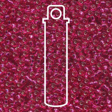 11/0 Miyuki Seed Beads - Silver Lined Transparent Raspberry - 24gm 11/0 Miyuki Seed Beads - Silver Lined Transparent Raspberry - 24gm