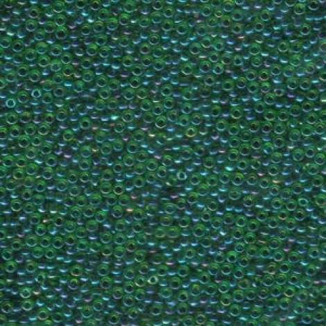 11/0 Miyuki Seed Beads - Dark Blue Lined Green AB