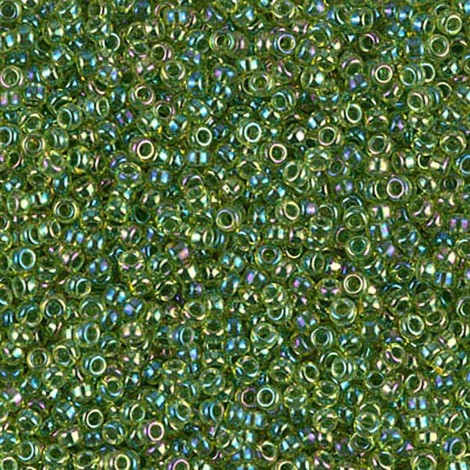11/0 Miyuki Seed Beads - Green Lined Chartreuse AB - 12.5gm 11/0 Miyuki Seed Beads - Green Lined Chartreuse AB - 12.5gm