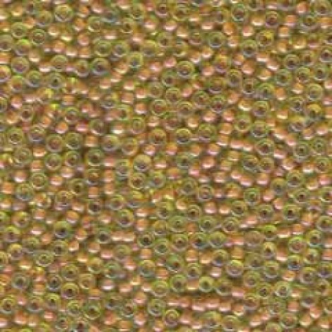 11/0 Miyuki Seed Beads - Dark Pink Lined Chartreuse