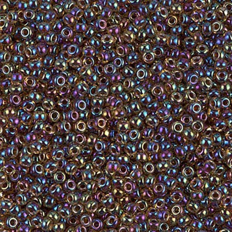 11/0 Miyuki Seed Beads - Root Beer Lined Lt Topaz AB - 250gm Bulk Pack