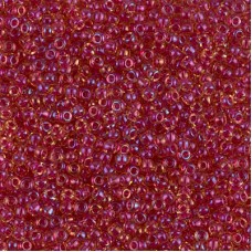 11/0 Miyuki Seed Beads - Light Cranberry Lined Topaz Luster - 24gm