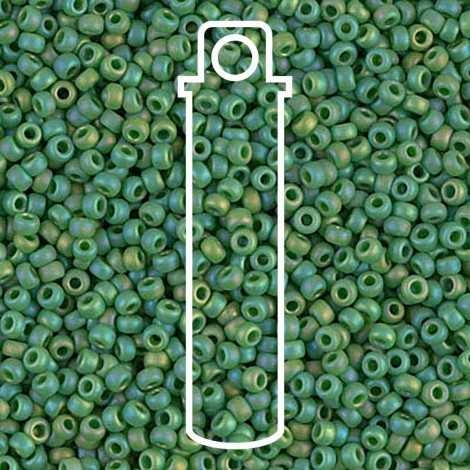 11/0 Miyuki Seed Beads - Matte Opaque Green AB - 8.5gm