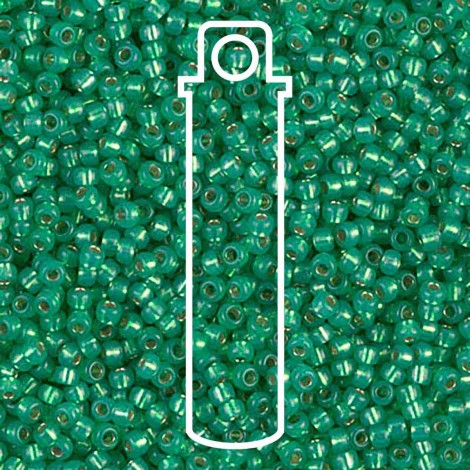 11/0 Miyuki Seed Beads - Dyed Alabaster Dark Mint Green Silverlined - 23.5gm