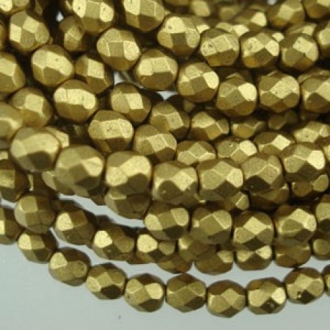 4mm Czech Firepolish Beads - Metallic Aztec Gold - Pack of 50