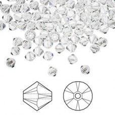 4mm Swarovski 5328 Faceted Bicones - Crystal - Pack of 10