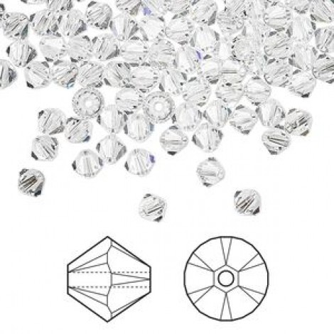 4mm Swarovski 5328 Faceted Bicones - Crystal - Pack of 10