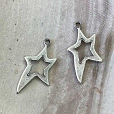 22mm Sterling Silver Plated Cut-Out Star Charms - Pack of 4