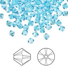 4mm Swarovski 5328 Faceted Bicones - Aquamarine - Pack of 10