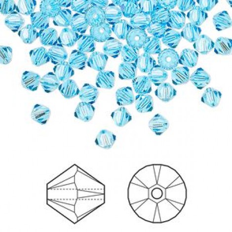 4mm Swarovski 5328 Faceted Bicones - Aquamarine - Pack of 10 4mm Swarovski 5328 Faceted Bicones - Aquamarine - Pack of 10