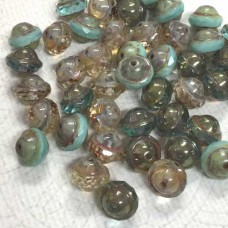 8x10mm Czech Saturn Cut Beads - A Day at the Ocean Mix - Pack of 4