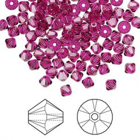 5mm Swarovski Crystal Bicones - Fuchsia - Pack of 10