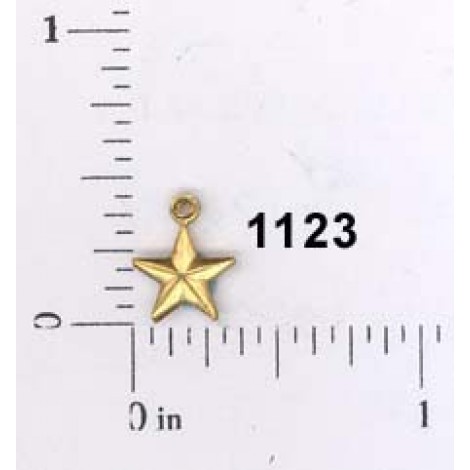 7mm Star Raw Brass Charm - double sided