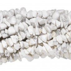 Med Natural Howlite Gemstone Chips - Per 36 in strand