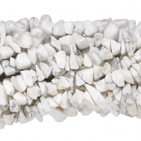 Med Natural Howlite Gemstone Chips - Per 36 in strand Med Natural Howlite Gemstone Chips - Per 36 in strand