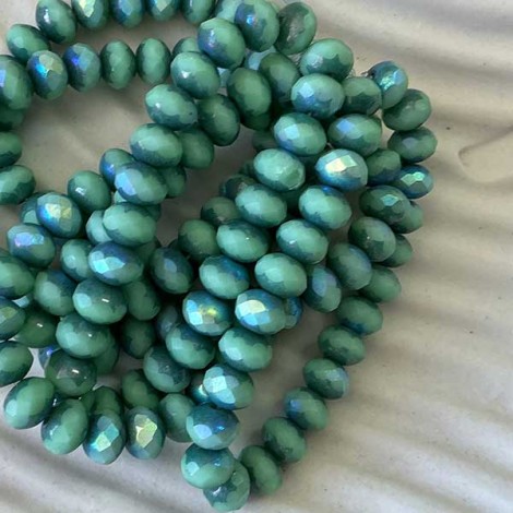 7x5mm Czech Faceted Rondelles - Mint with Picasso & AB Finishes - Pack of 10 7x5mm Czech Faceted Rondelles - Mint with Picasso & AB Finishes - Pack of 10