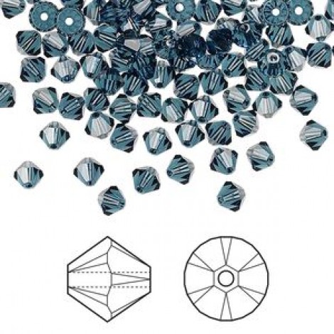 4mm Swarovski Faceted Bicones - Montana - Pack of 10