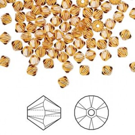 4mm Swarovski 5328 Crystal Bicones - Topaz - Pack of 10