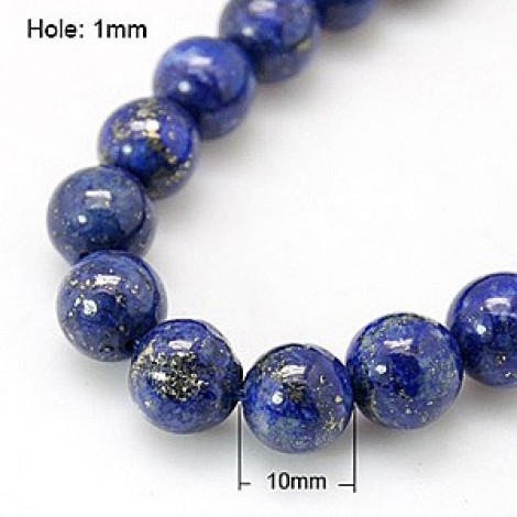 10mm Lapis Lazuli Round Gemstone Beads - 7.6in strand
