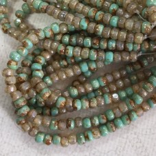 4x3mm Cz Trica Beads - Champagne + Sea Green Mix - Strand of 50