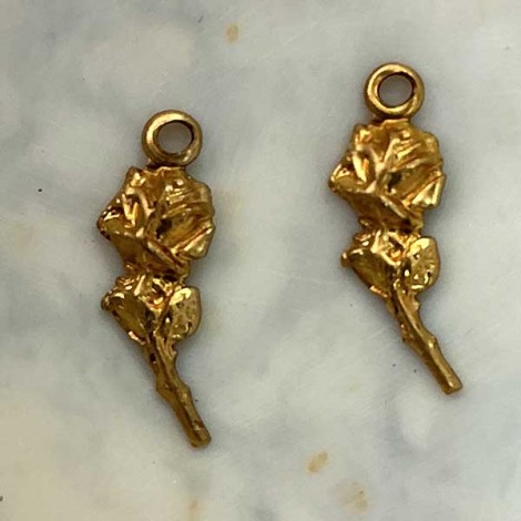 10mm Rose Raw Brass Charm - Pack of 10