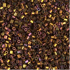 11/0 Miyuki Hex 2-Cut Seed Beads - Met Gold Iris