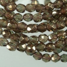 4mm Czech Firepolish Beads - Patina Olivine - Pack of 50