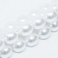8mm Czech Round Pearl Coat Glass Beads - Shiny White - Pack of 10