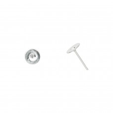 6mm Silver Plated Brass Flat Pad Earposts - Pack of 12 Pair