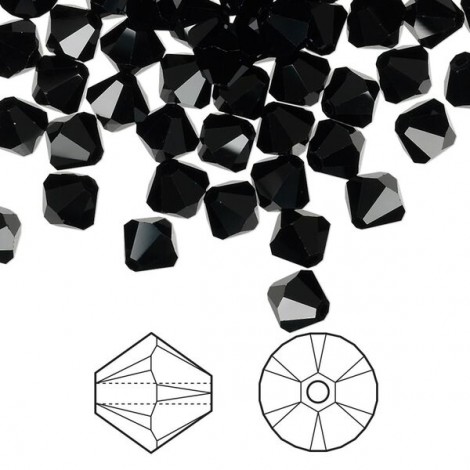 6mm Crystal Passions® Faceted Bicones - Jet - Pack of 2