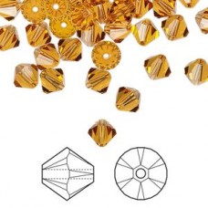 5mm Swarovski Crystal Bicones - Topaz - Pack of 10