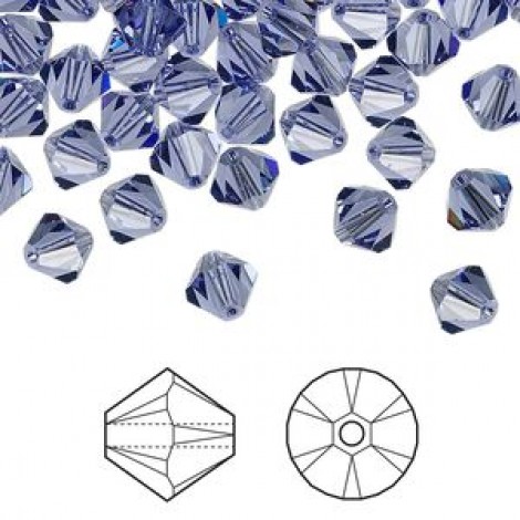 5mm Swarovski Crystal Bicones - Tanzanite - Pack of 10