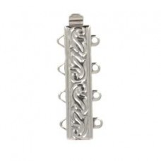 24x6mm European Quality White Bronze Plated 4-Strand Clasp - Each