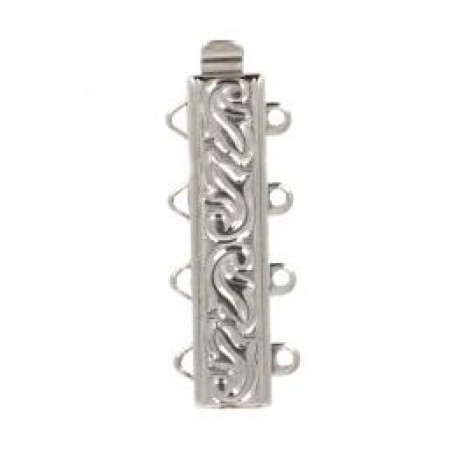 24x6mm European Quality White Bronze Plated 4-Strand Clasp - Each