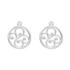 14mm Sterling Silver Filigree Round Drops - per pair