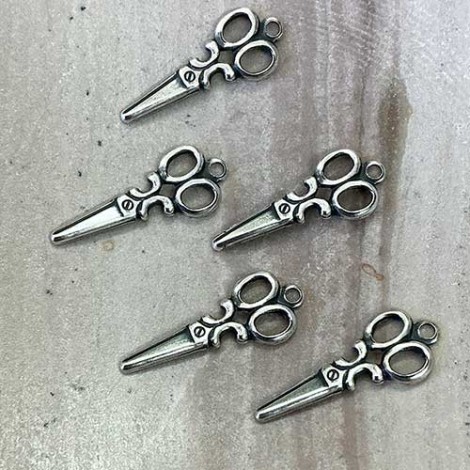 18mm Vintage Scissors Sterling Silver Plated Charms - Pack of 2