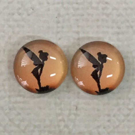 12mm Art Glass Backed Cabochons  - Tinkerbell