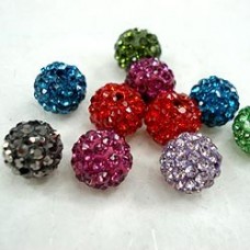 10mm Crystal Pave Beads - Assorted Colour - Pack of 10