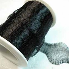20mm WireLace Tubular Ribbon - Black - Per 30cm
