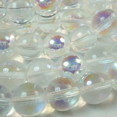 12mm Czech Round Glass Beads - Crystal AB